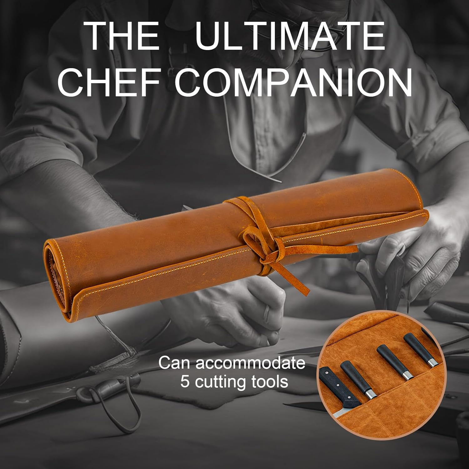 Genuine Leather Knife Roll for Chefs High-Quality Storage