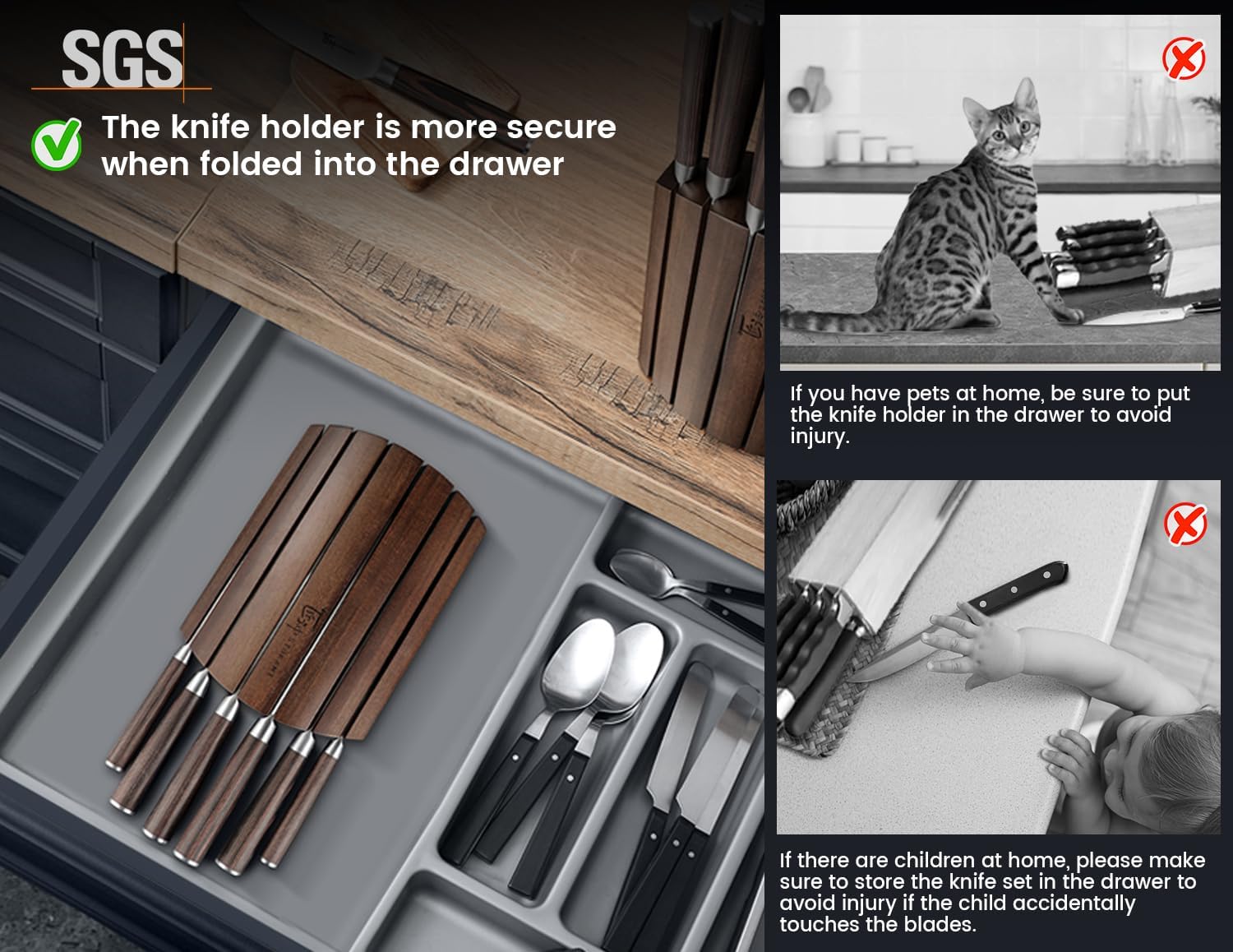 SyokAMI 7-Piece Japanese-Style Knife Set with Magnetic Acacia Block
