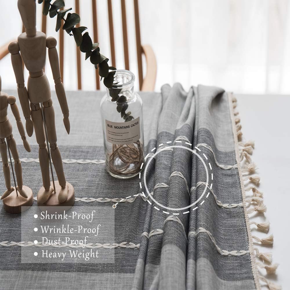 TEWENE Premium Linen Tablecloth 55x102 Gray 1