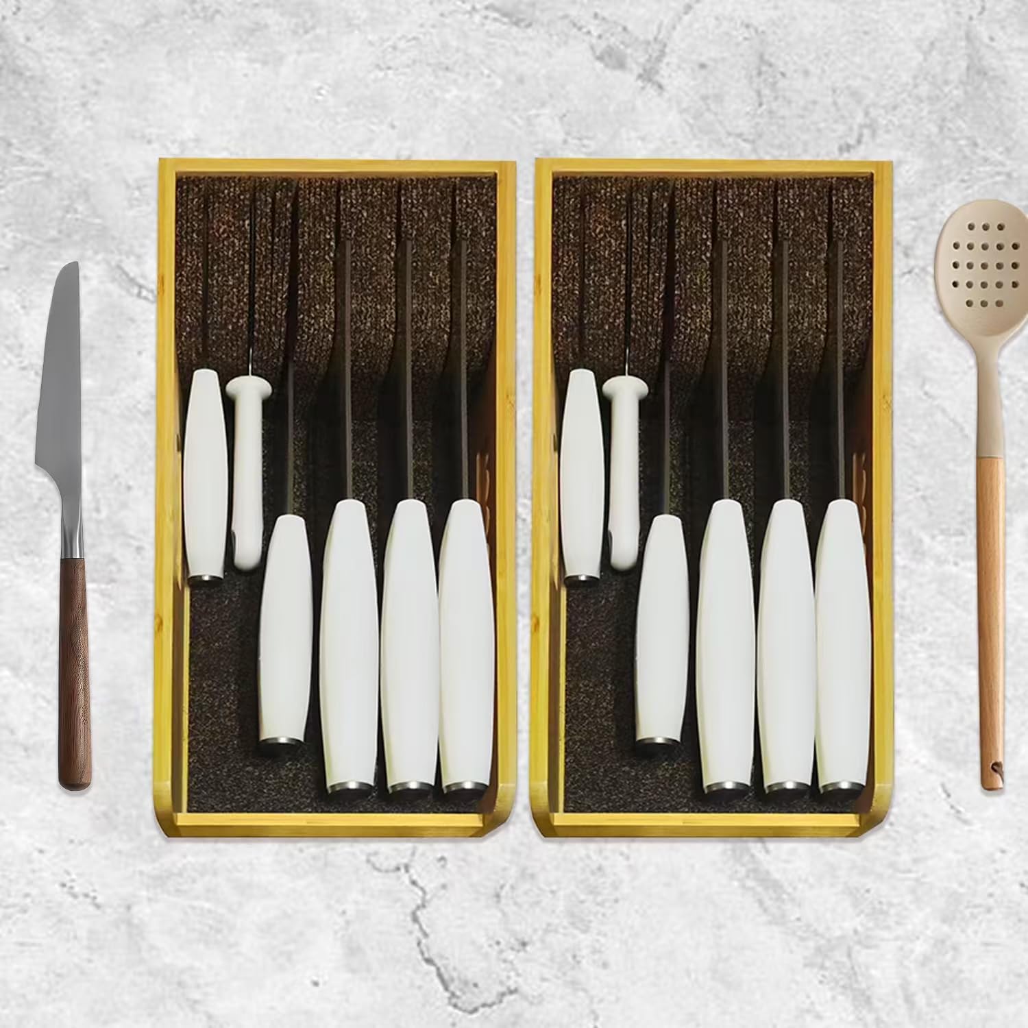 ArtBeek Universal Knife Holder Organizer Kit Bamboo Knives Holder