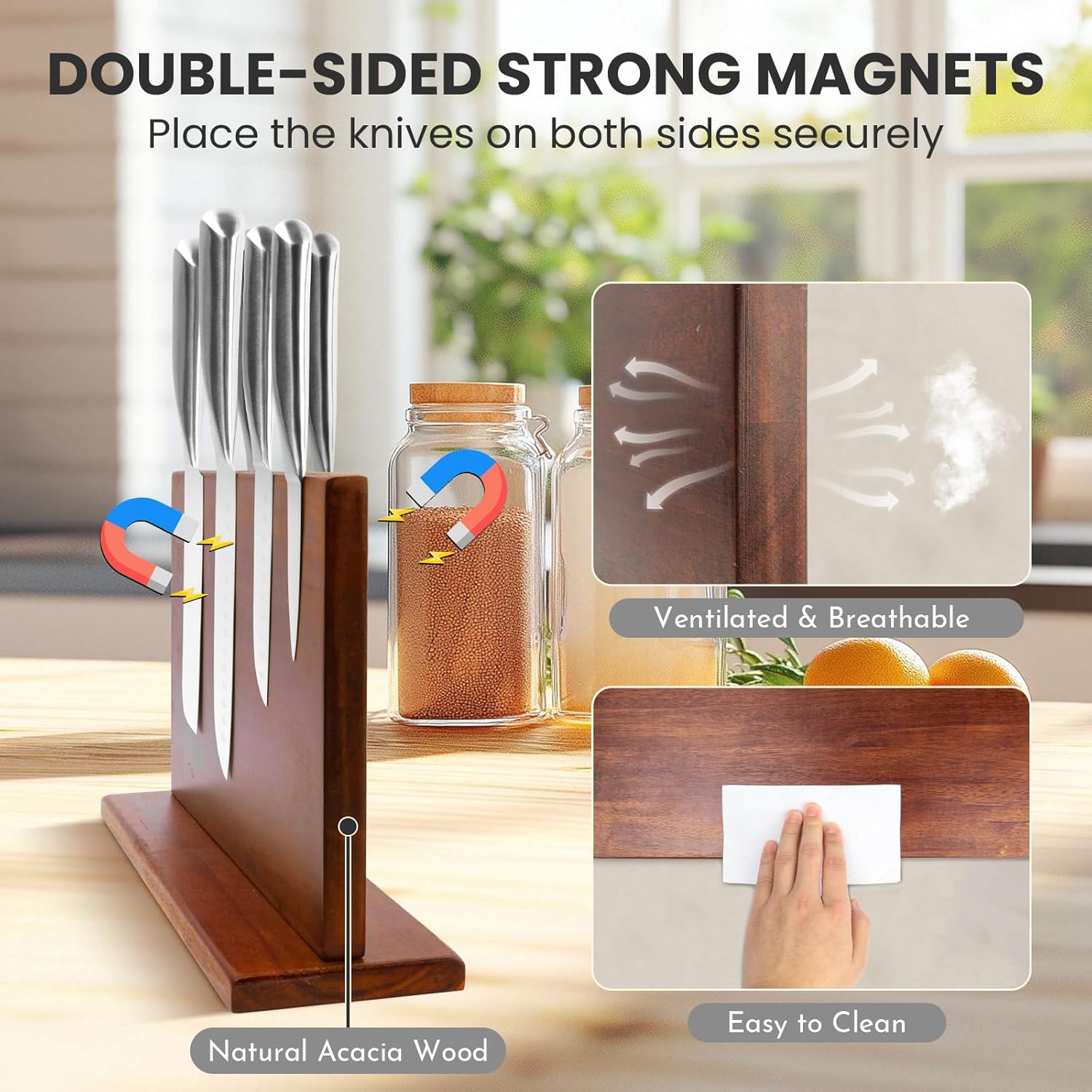 DAWNTREES Magnetic Knife Holder Durable Functional 16 Kitchen Tool