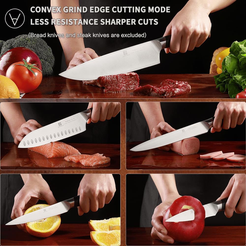 Zongchuan 15 Pcs Sharp Knife Set with Block and Sharpener