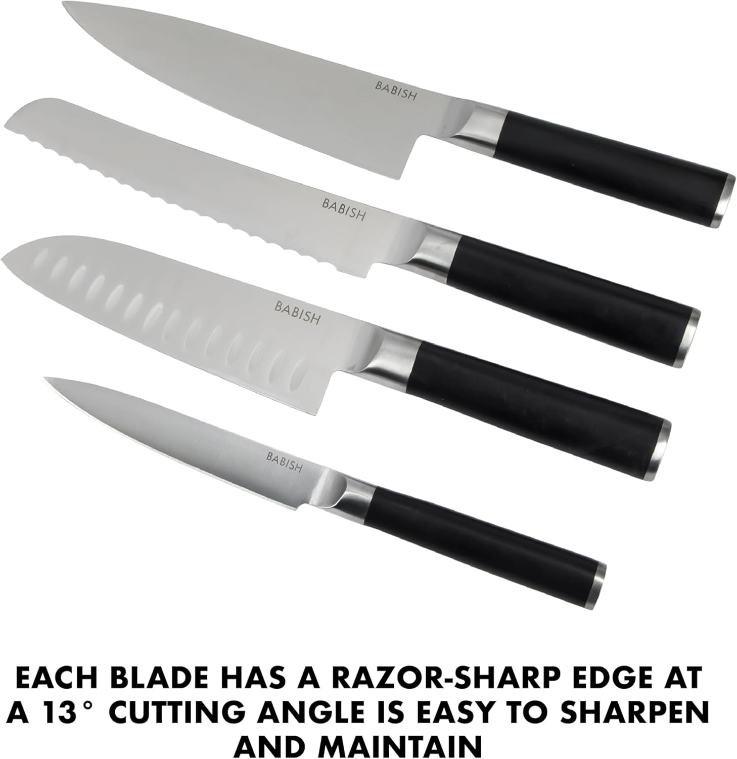 Babish 5 Piece German Steel Magnetic Forged Kitchen Knife Block Set