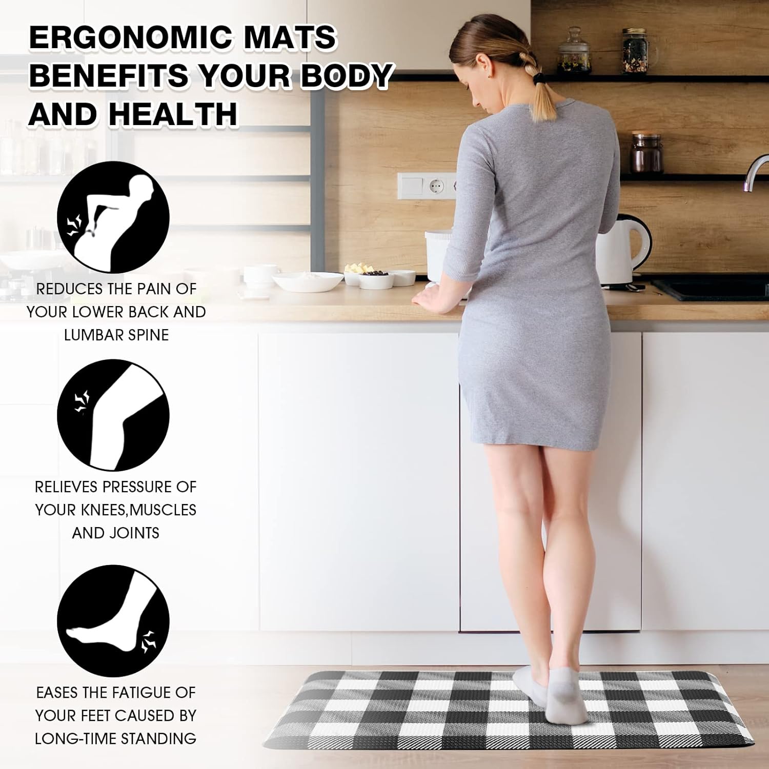 Anti-Fatigue Plaid Kitchen Mat