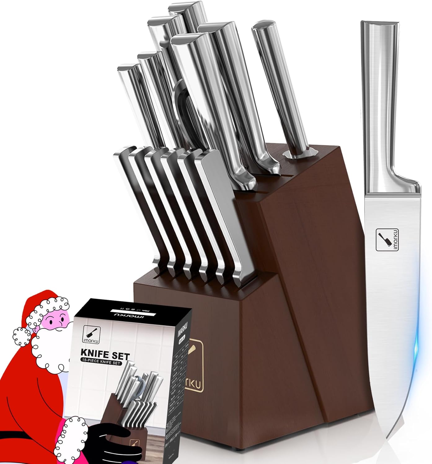 15-Piece Ultra-Sharp Japanese Stainless Steel Knife Set Ergonomic Design Dishwasher Safe