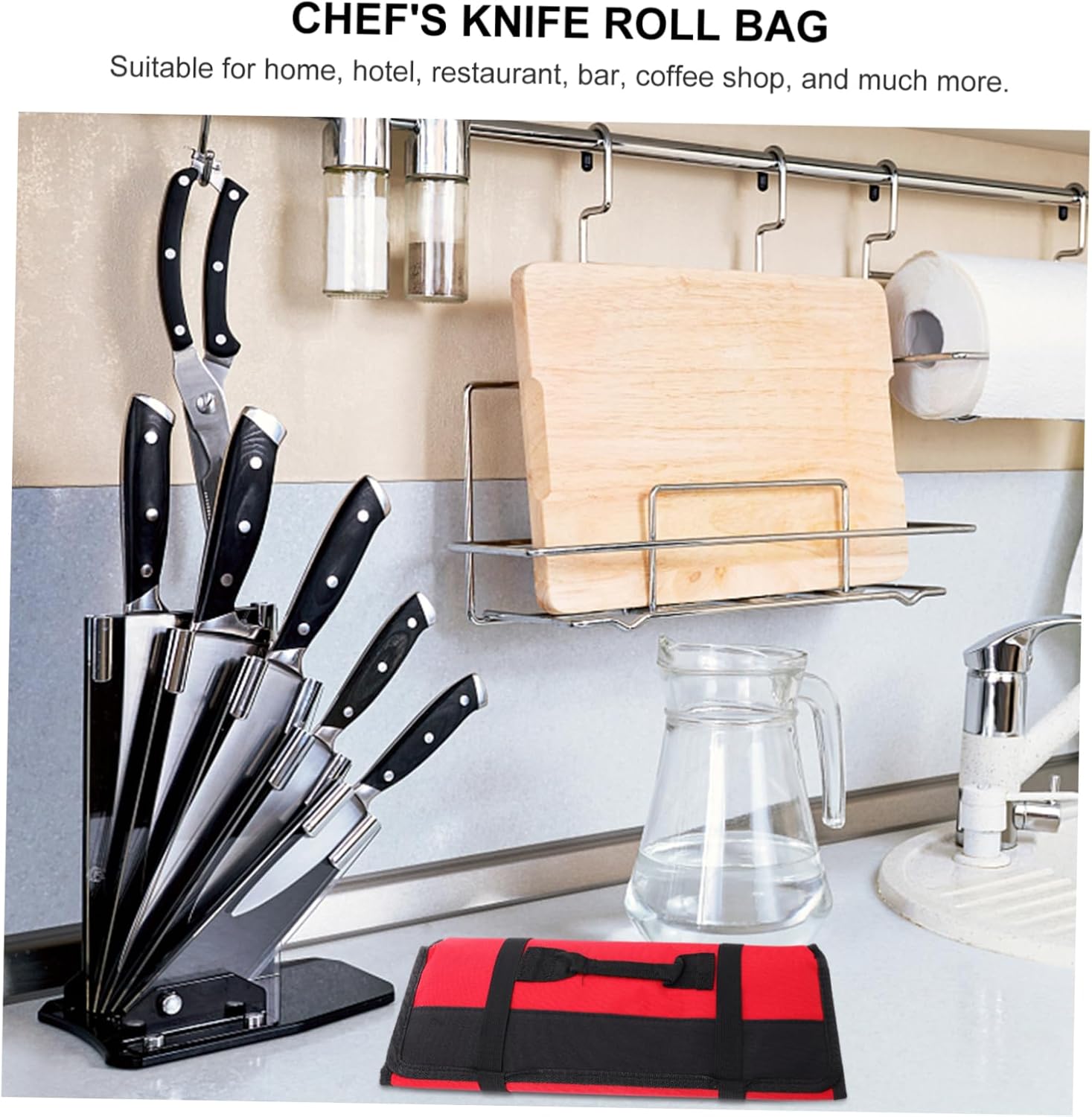 1pc Roll 22 Knife Bag Chef Tool Organizer Red Oxford Cloth