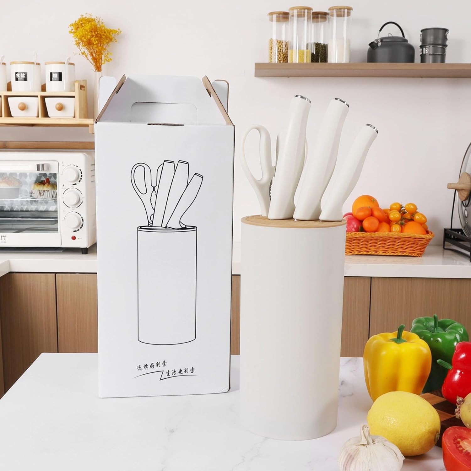 Compact Space-Saving 5-PC Knife Block Set for Apartments Campers