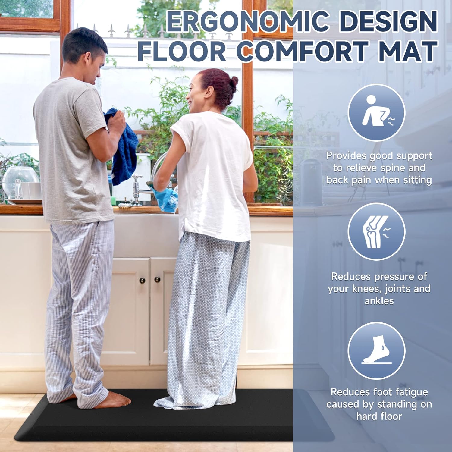 StepRite 45 inch thick anti-fatigue kitchen mat waterproof safe