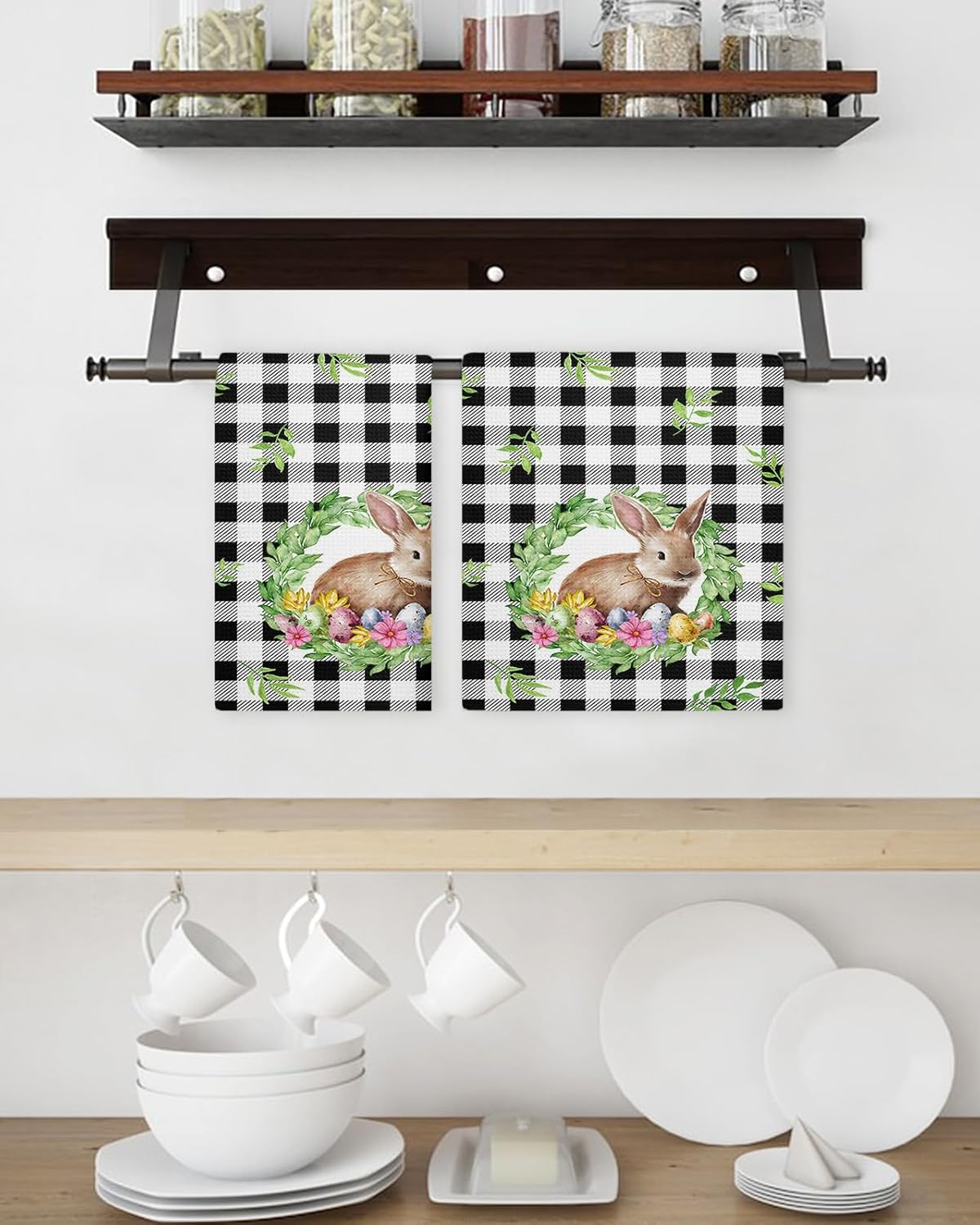 Easter Bunny Waffle Towels Quick-Dry Absorbent Perfect for Kitchen Bathroom