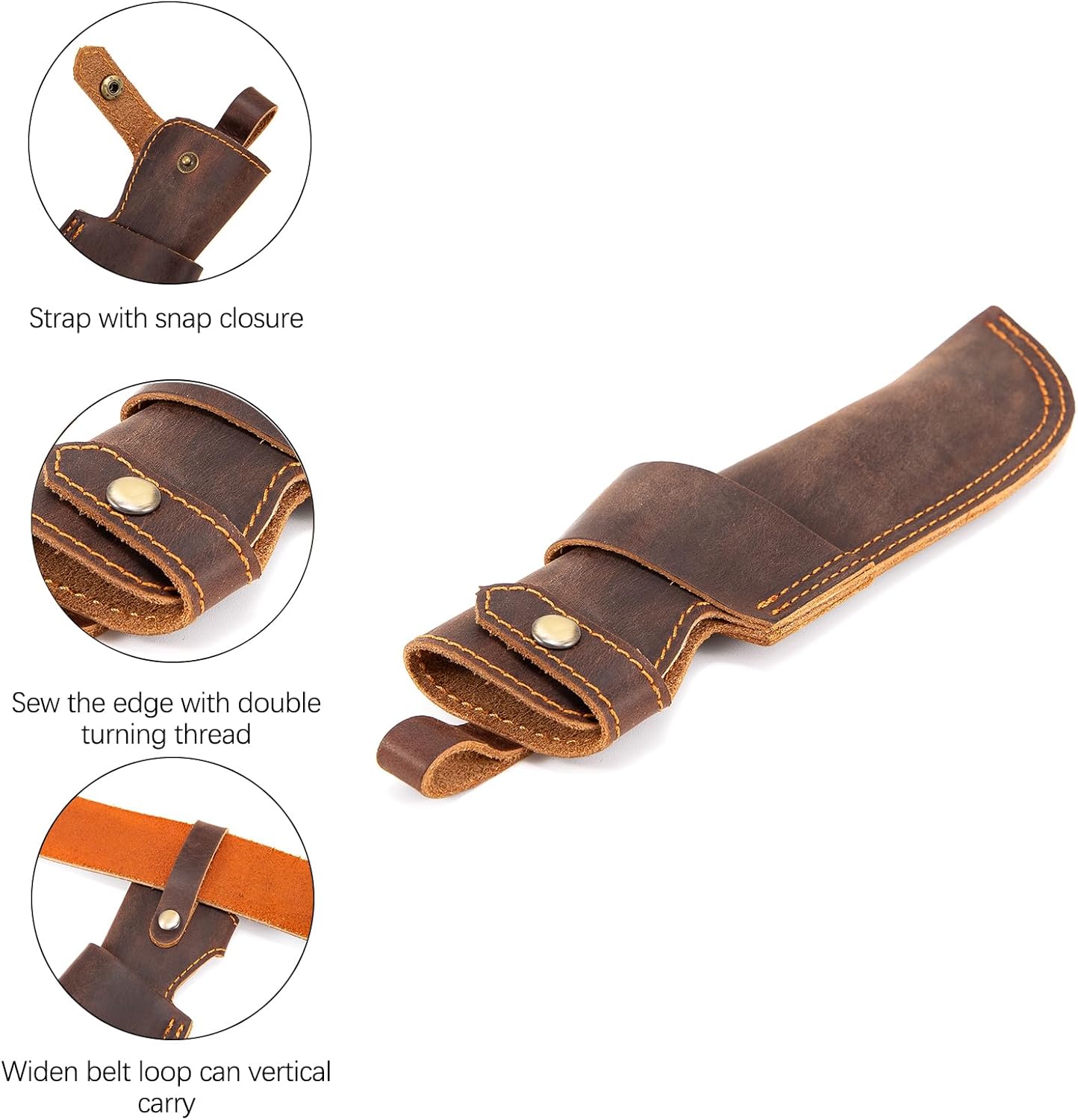 Leather Knife Sheath for 5-inch Blade Belt-Carrying Protection