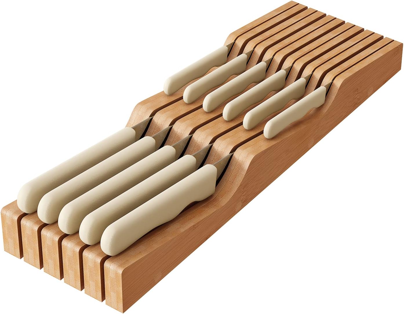 GHWIE Bamboo Knife Block Organizer for Drawer