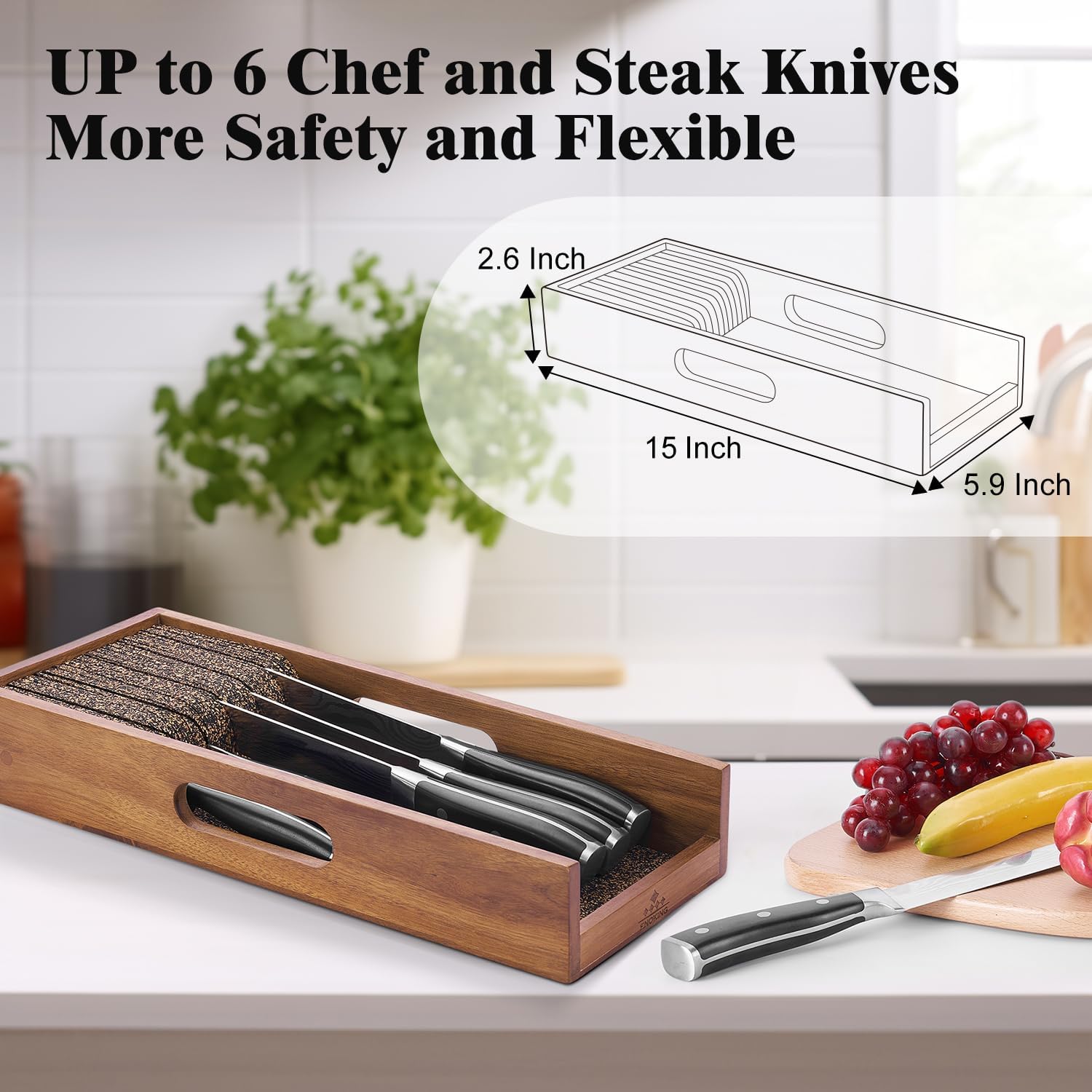 ENOKING Acacia Wood Knife Block