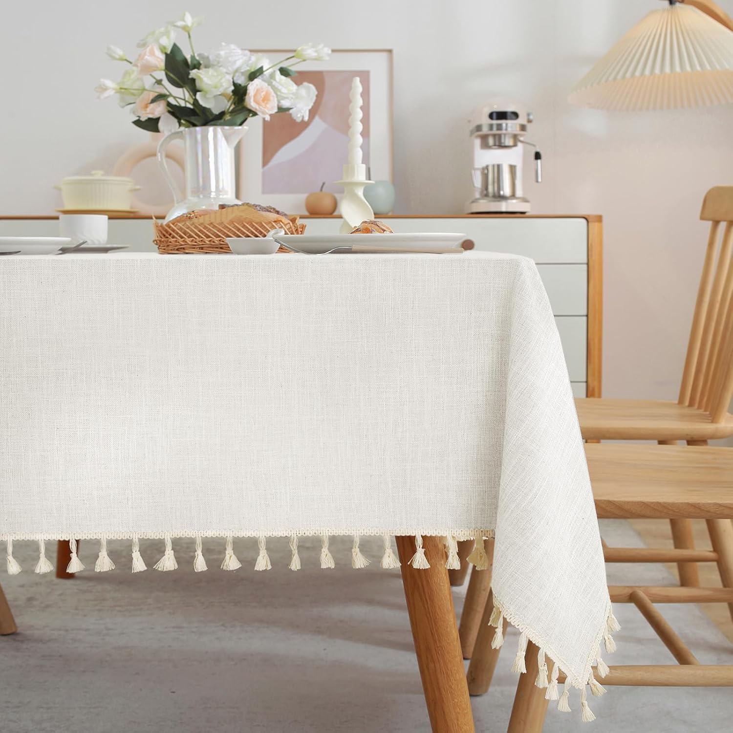 Sturdy Ivory Tablecloth for Kitchen Dining Entertaining