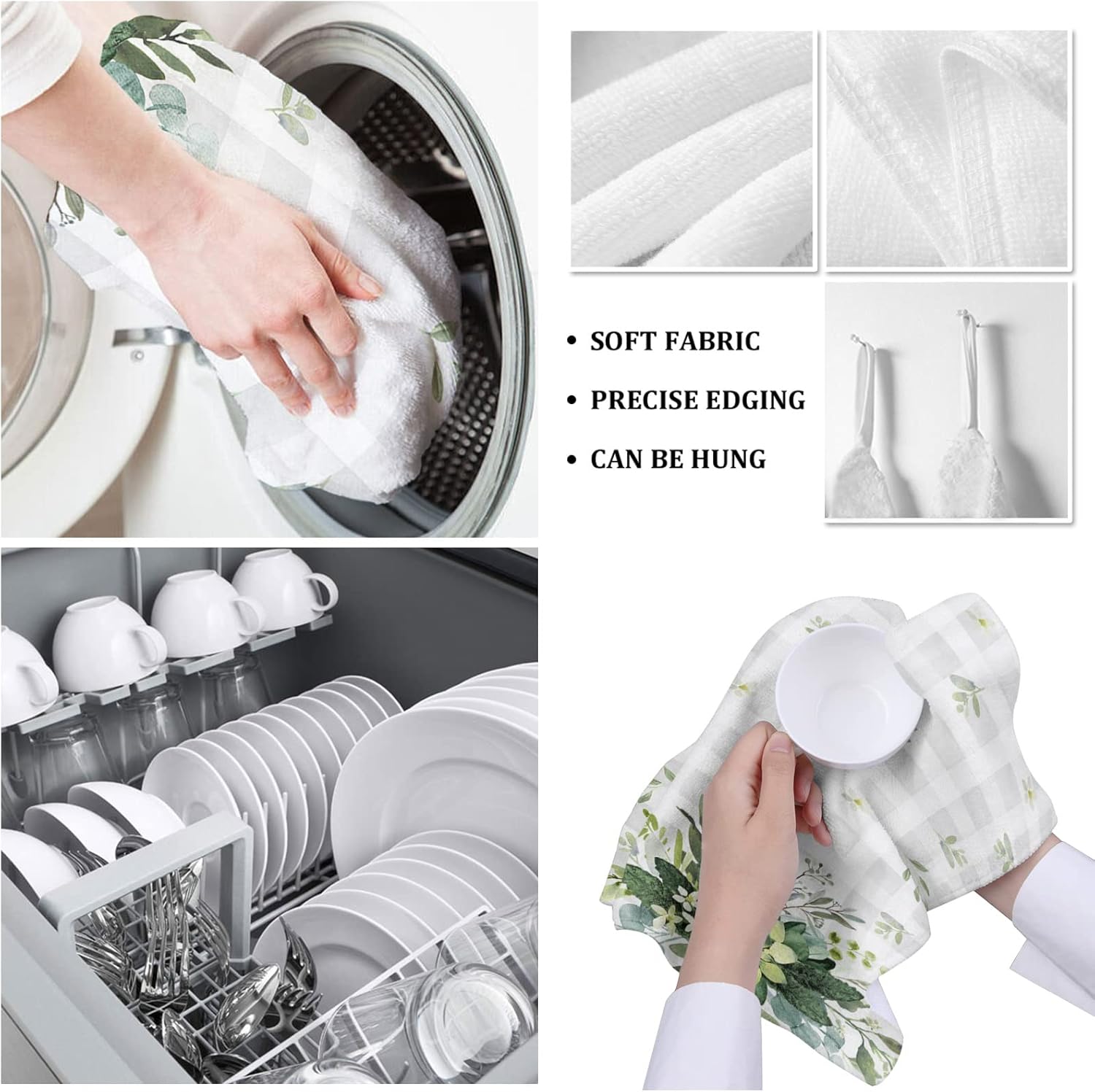 ZOE GARDEN - Floral Eucalyptus Kitchen Towels 18x28