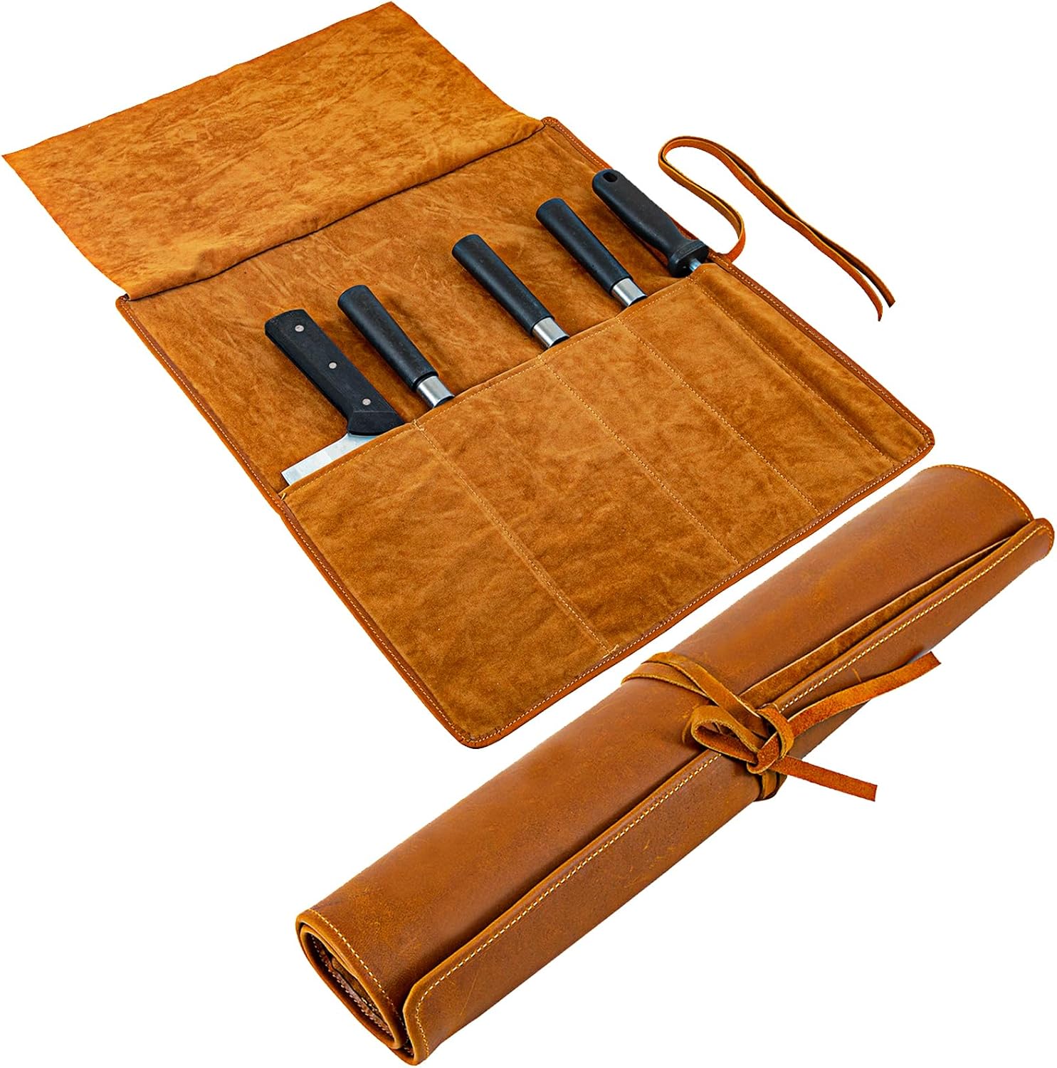 Genuine Leather Knife Roll for Chefs High-Quality Storage