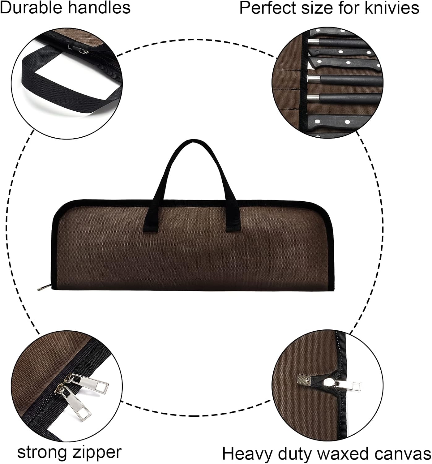 QEES Knife Roll Bag with 4 Slots and Handle
