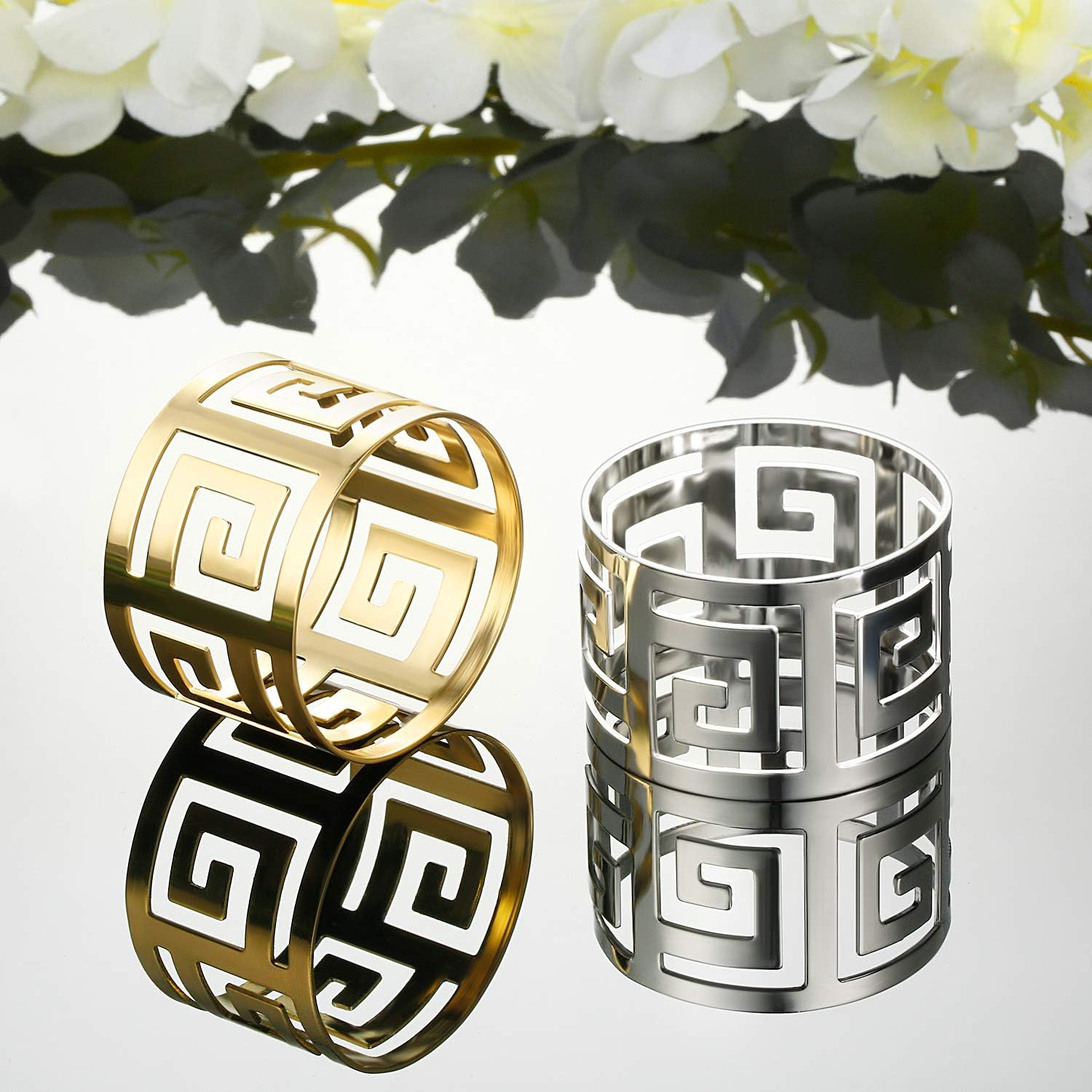 96 Pcs Gold Napkin Rings Elegant Holder Set