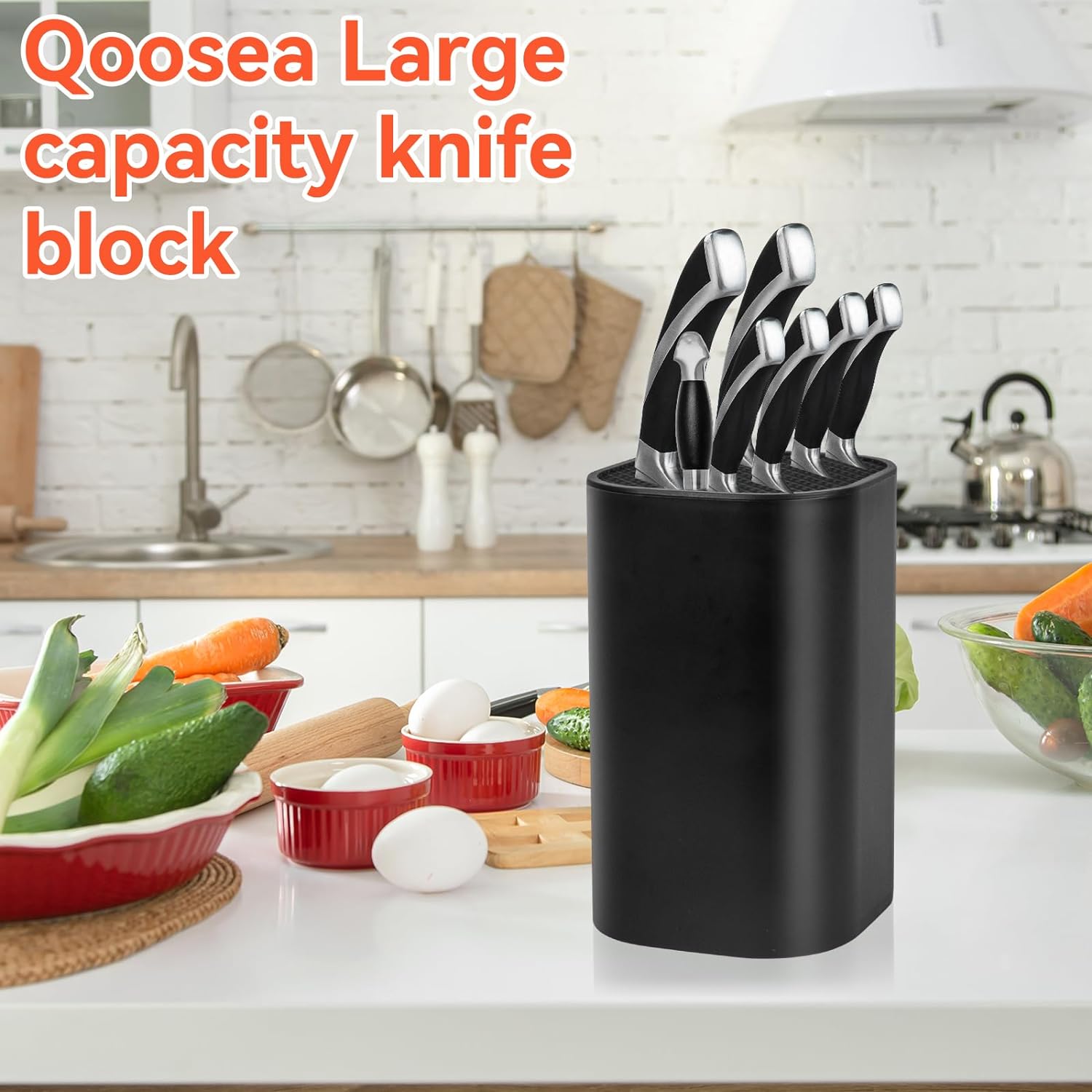 Large-Capacity Knife Block with Slots for Easy Storage