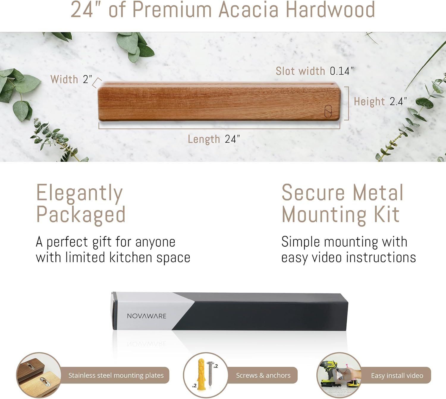 Premium 24 Magnetic Knife Holder with Double Storage Charming Design