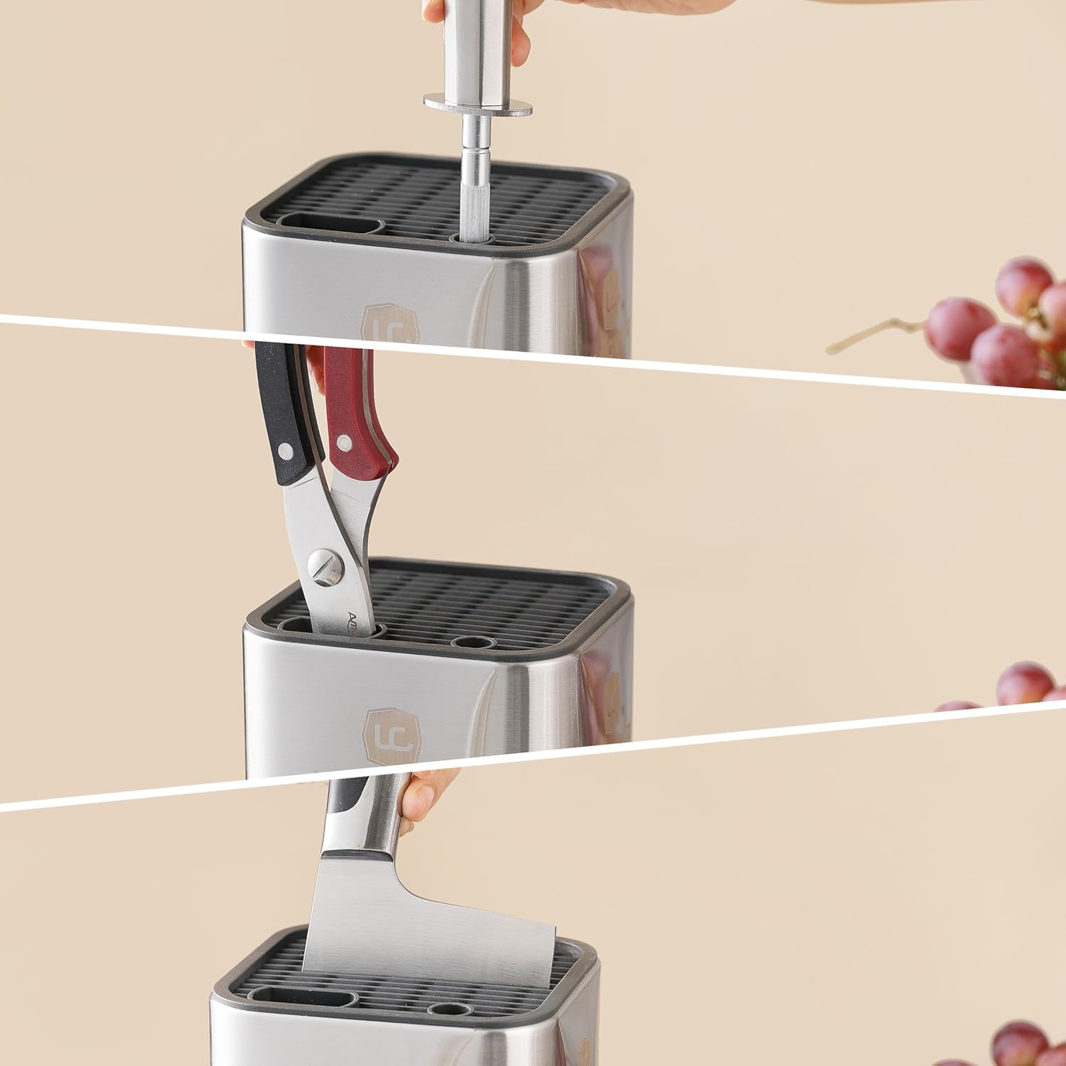Lccowot Stainless Steel Universal Knife Block