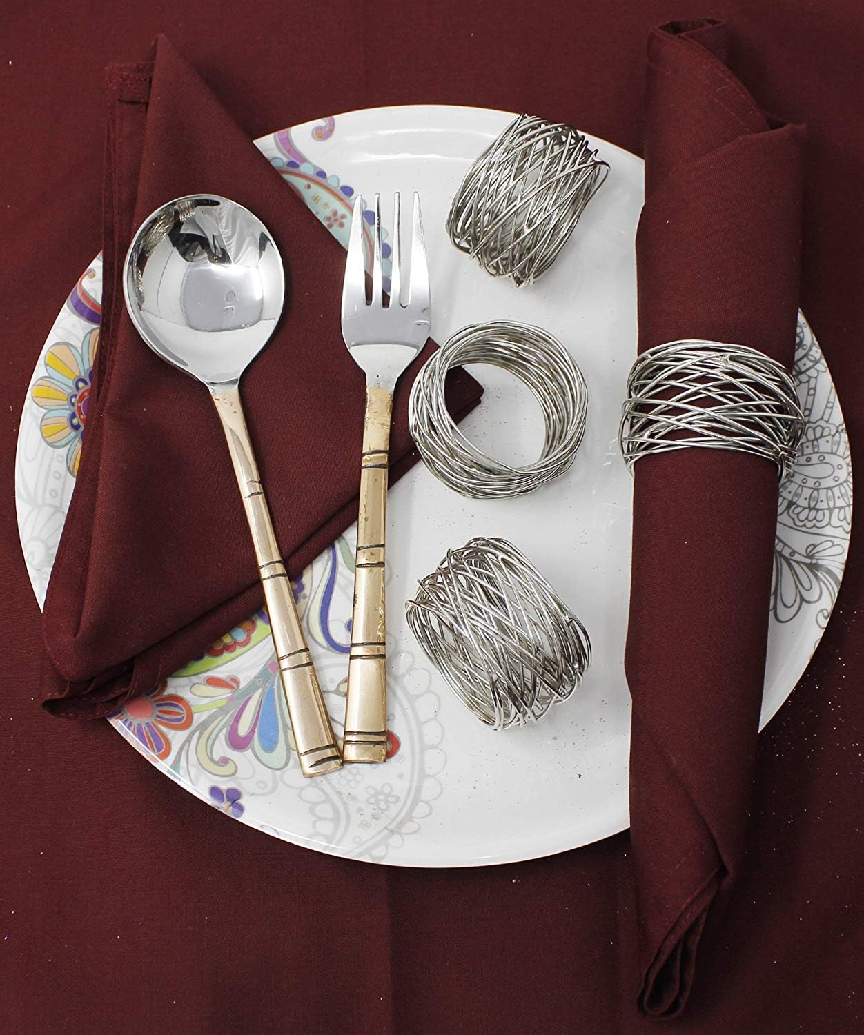 SKAVIJ 2 Inch Silver Napkin Rings Set of 12