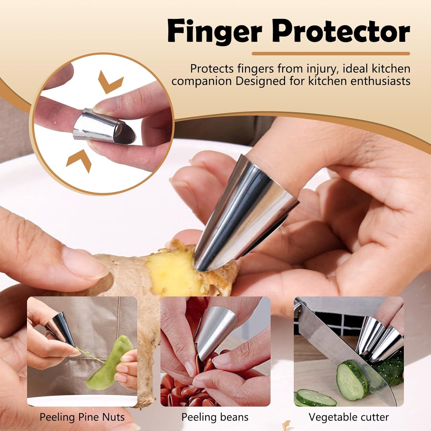 Stainless Steel Finger Guards Set for Cooking Safety