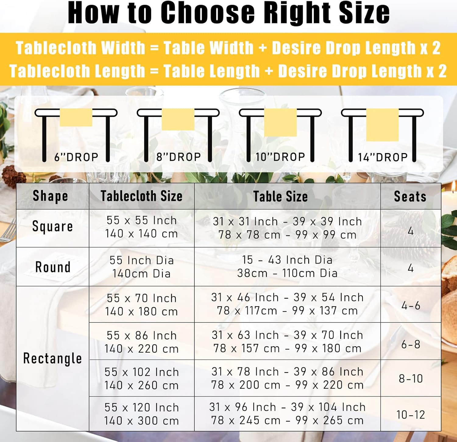 TEWENE Premium Linen Tablecloth 55x102 Gray 1