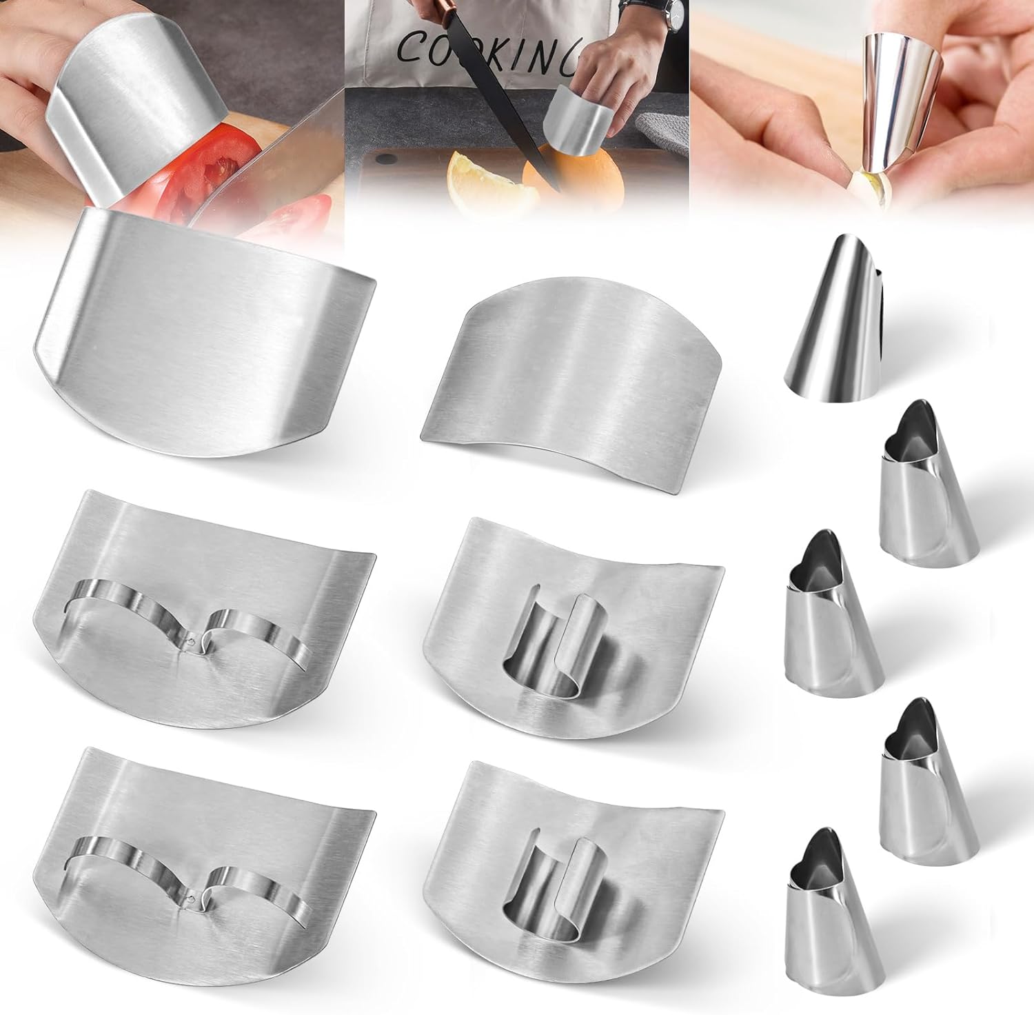 Stainless Steel Finger Guards Set for Cooking Safety
