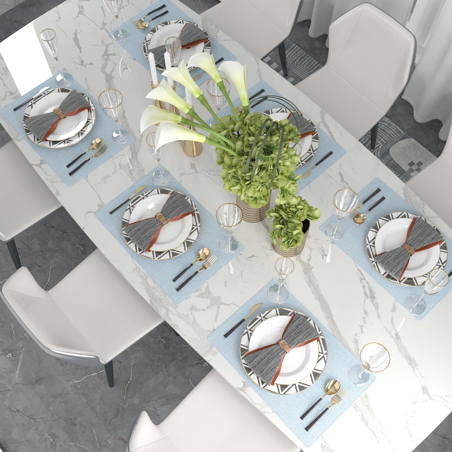 Premium Heat-Resistant Faux Linen Placemats for Kitchen Dining