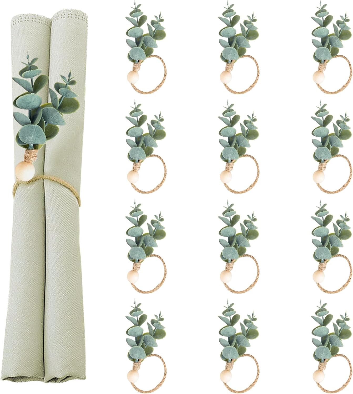 Defined Deco Napkin Rings Set of 12 Rustic Farmhouse Style