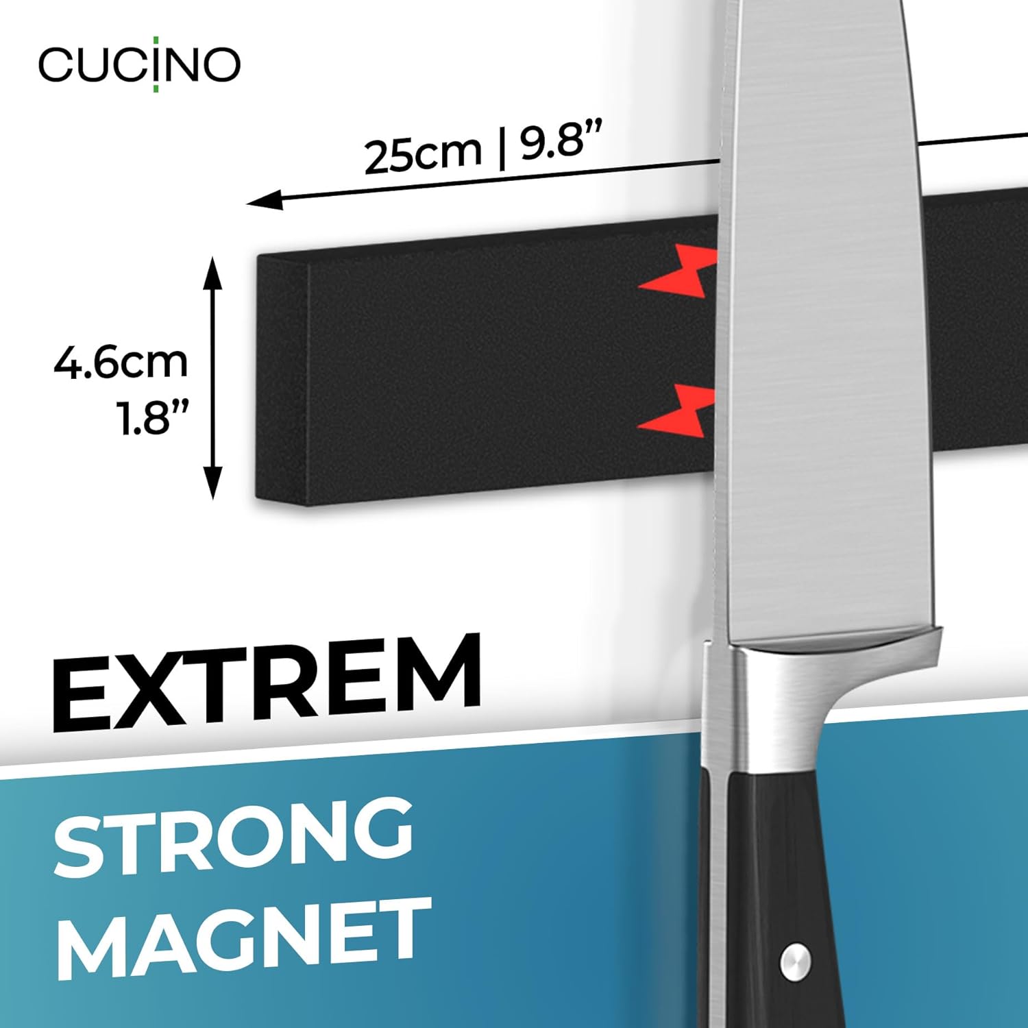 CUCINO Magnetic Knife Holder Wall Mount No Drilling Required