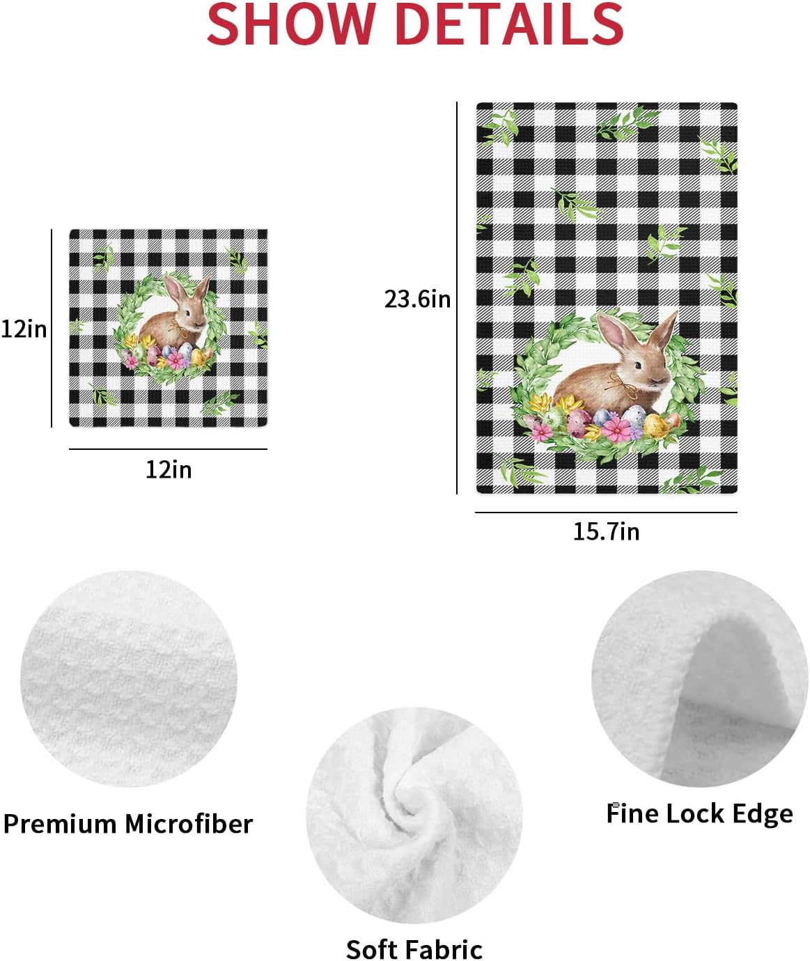 Easter Bunny Waffle Towels Quick-Dry Absorbent Perfect for Kitchen Bathroom