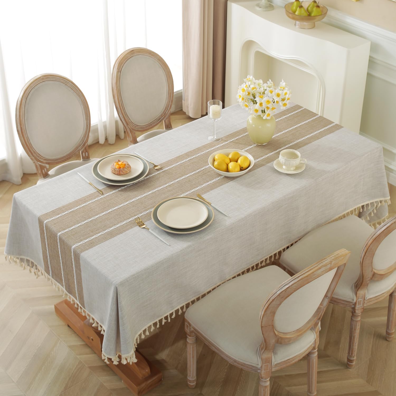 Alsoo Rustic Waterproof Tablecloth 6-8 Seats