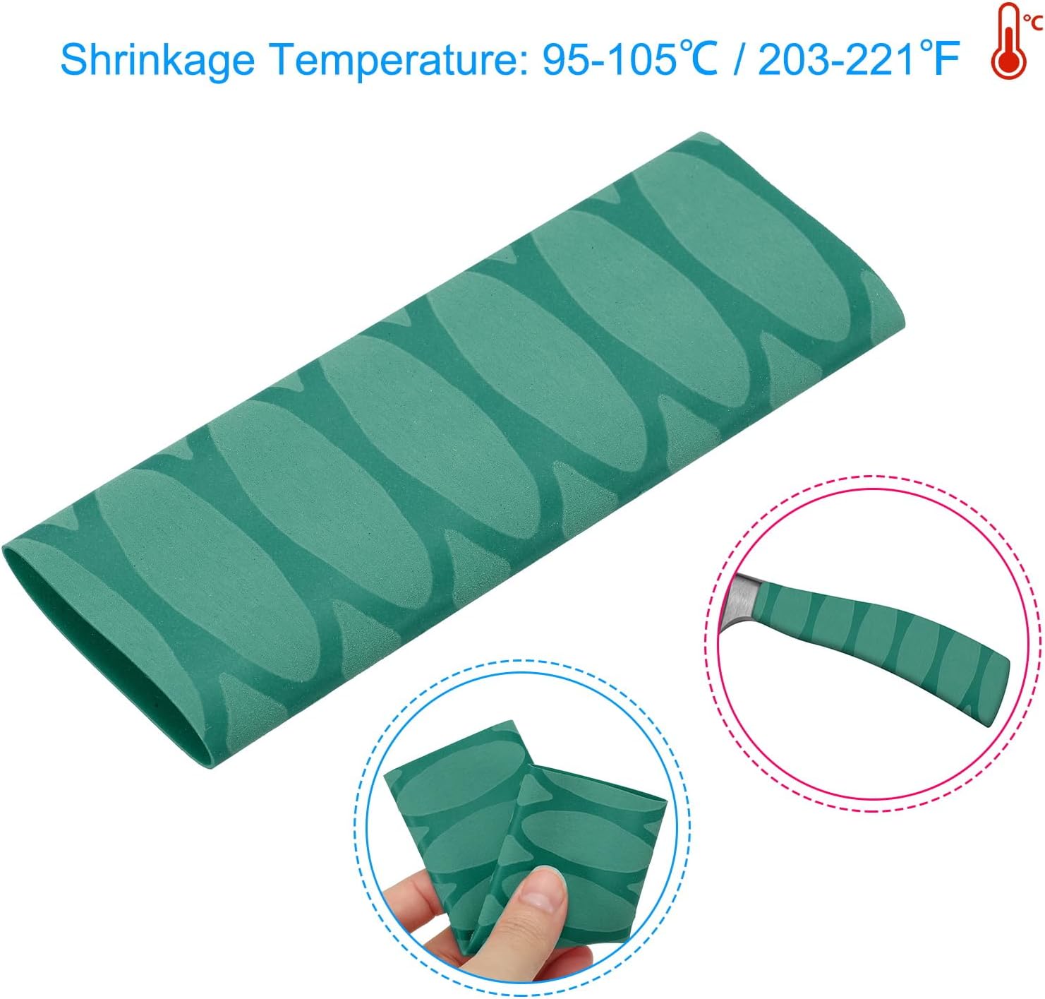 PATIKIL Cutting Knife Handle Heat Shrink Sleeve Set of 4 Green Oval Pattern
