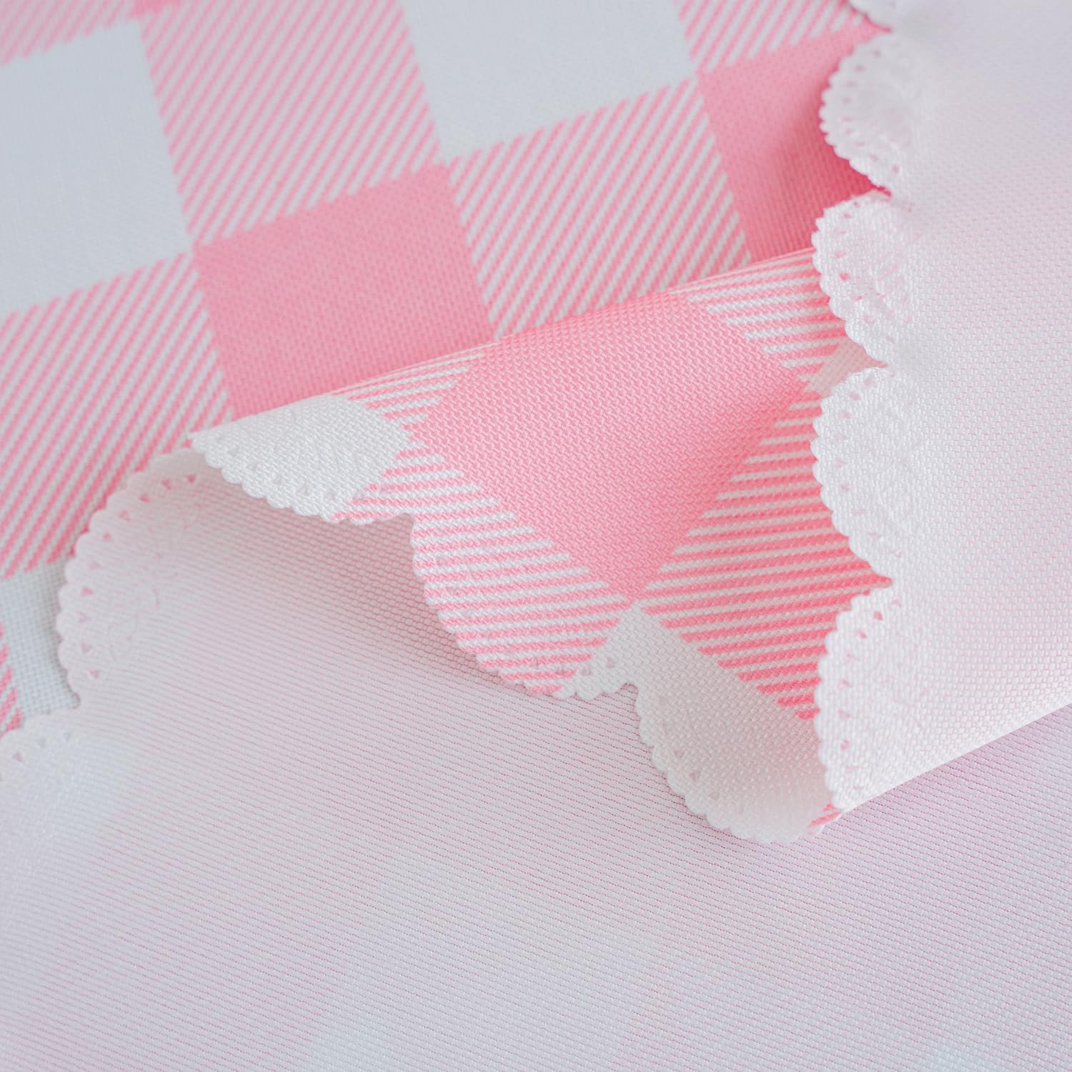 Elegant Pink Gingham Tablecloth for Cozy Kitchen Settings