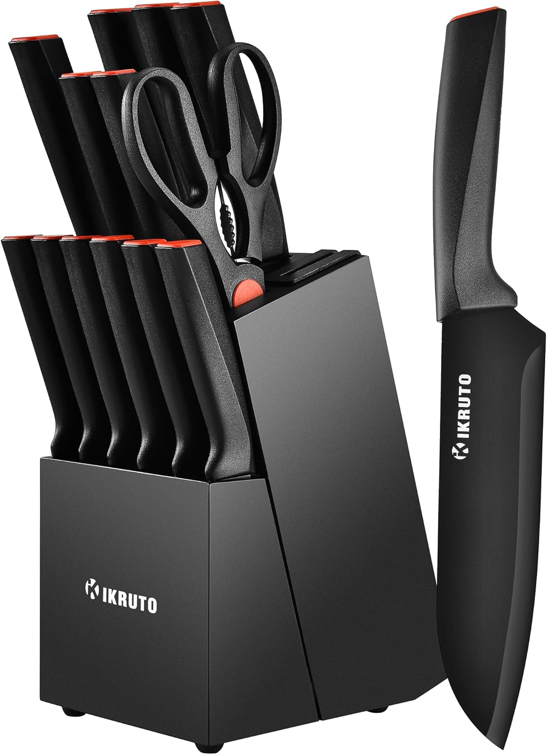 15-Piece Professional Kitchen Knife Set with Block and Sharpener