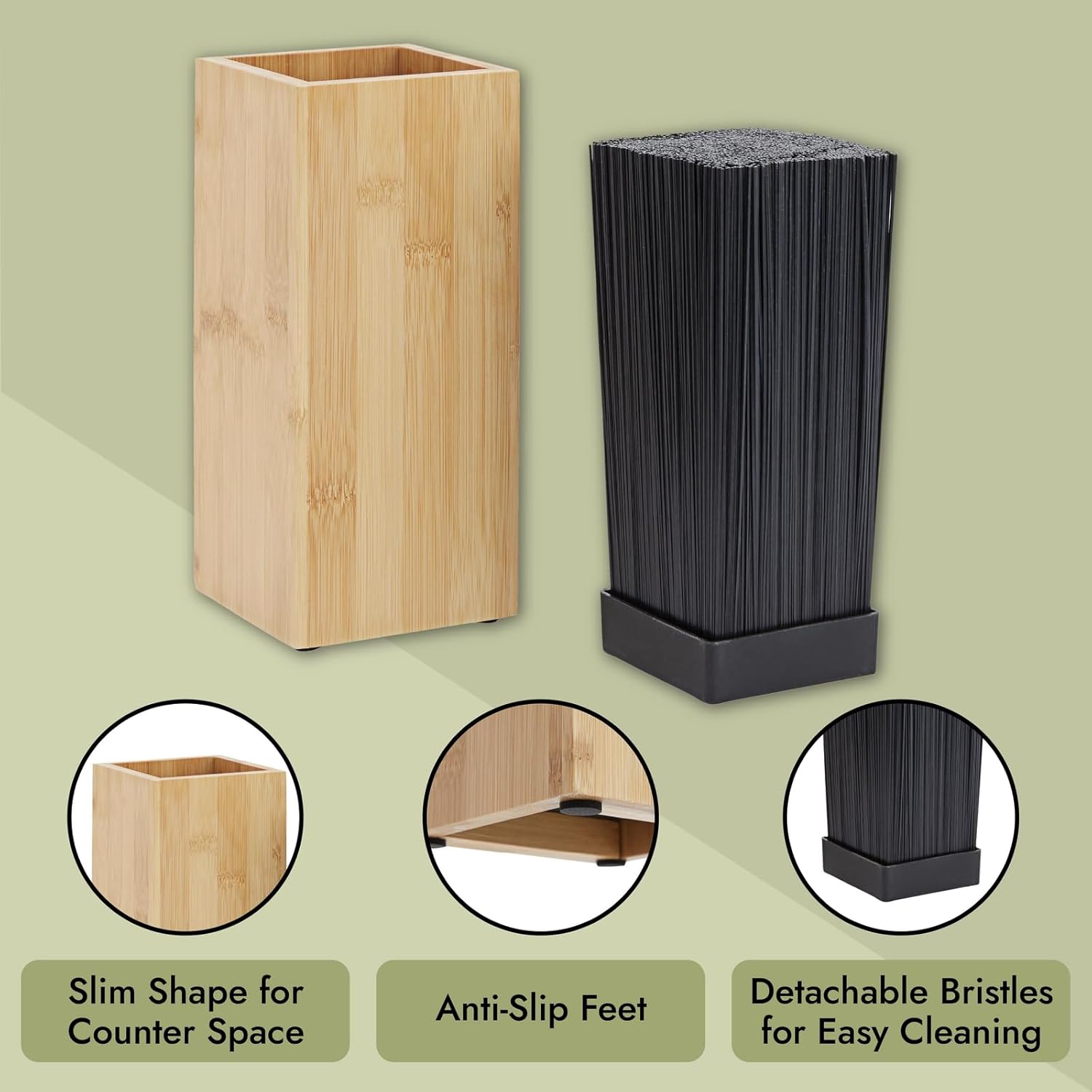 Bamboo Knife Block for Kitchen Storage