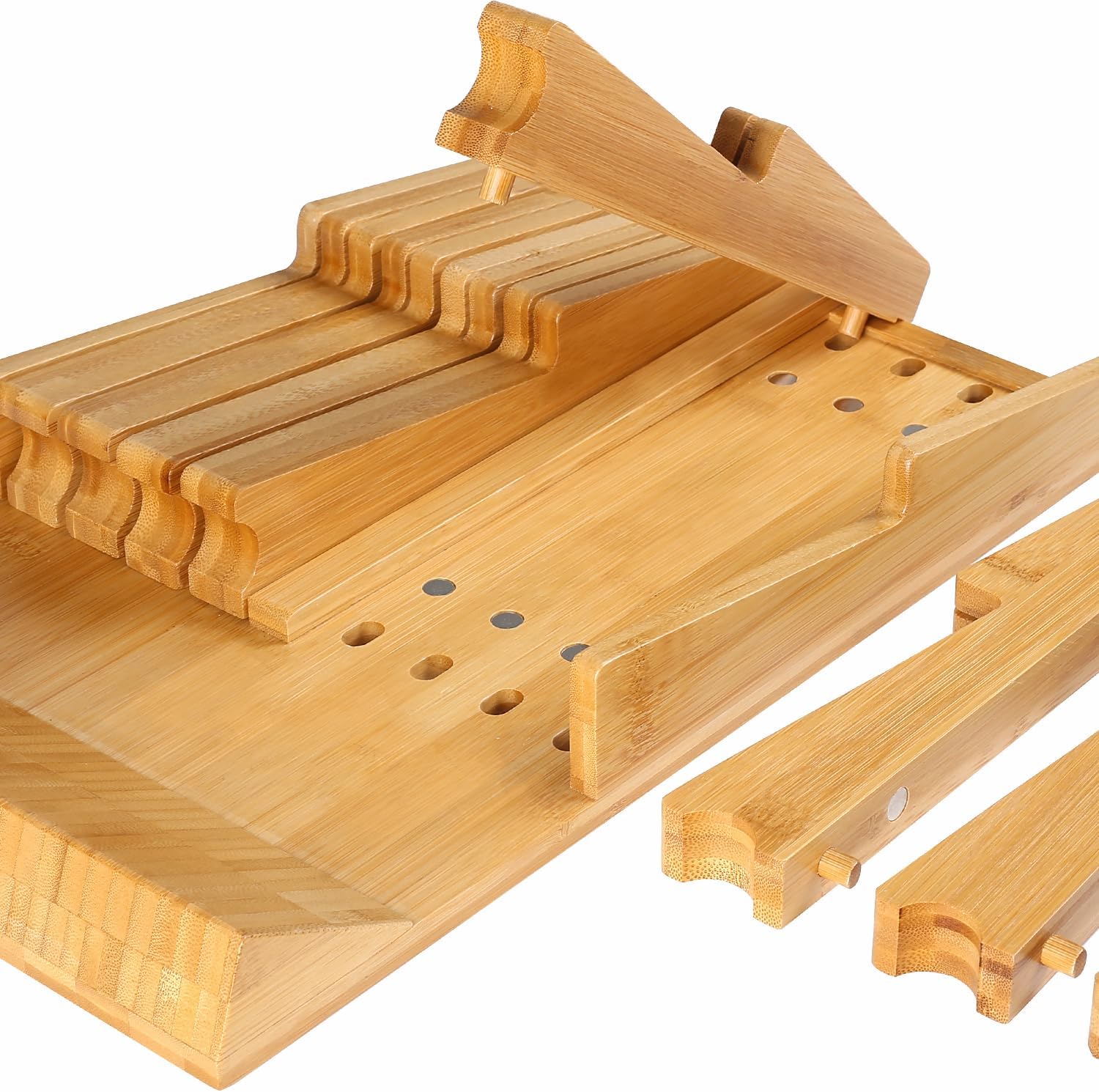 HHXRISE Bamboo Knife Organizer Removable Space-Saving Health-Safe 16 Knives Organizer