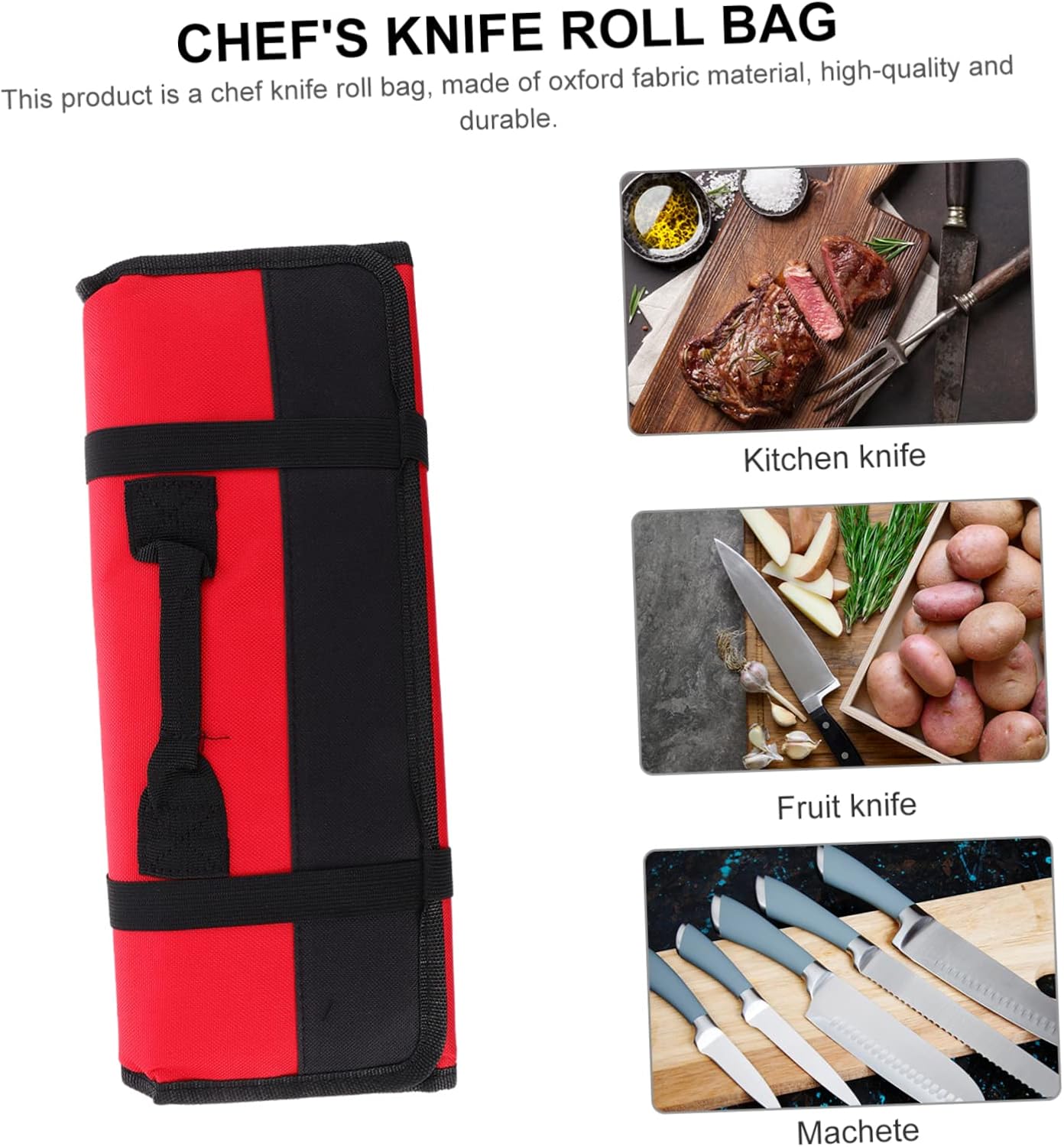 1pc Roll 22 Knife Bag Chef Tool Organizer Red Oxford Cloth