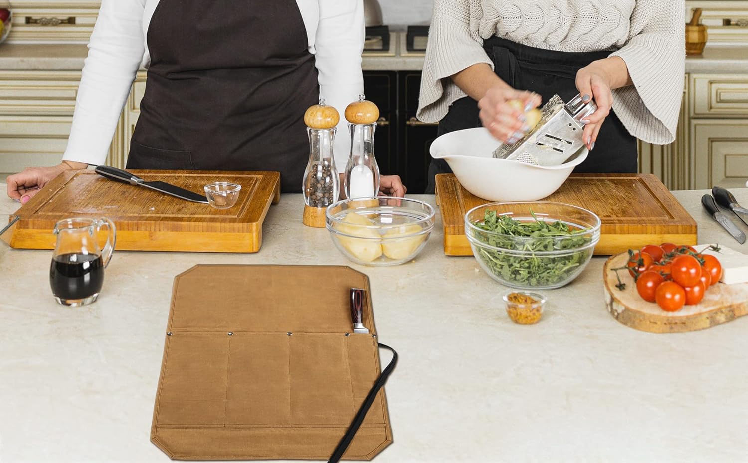 Denifiter Professional Chefs knife roll with anti-cutting fabric inside