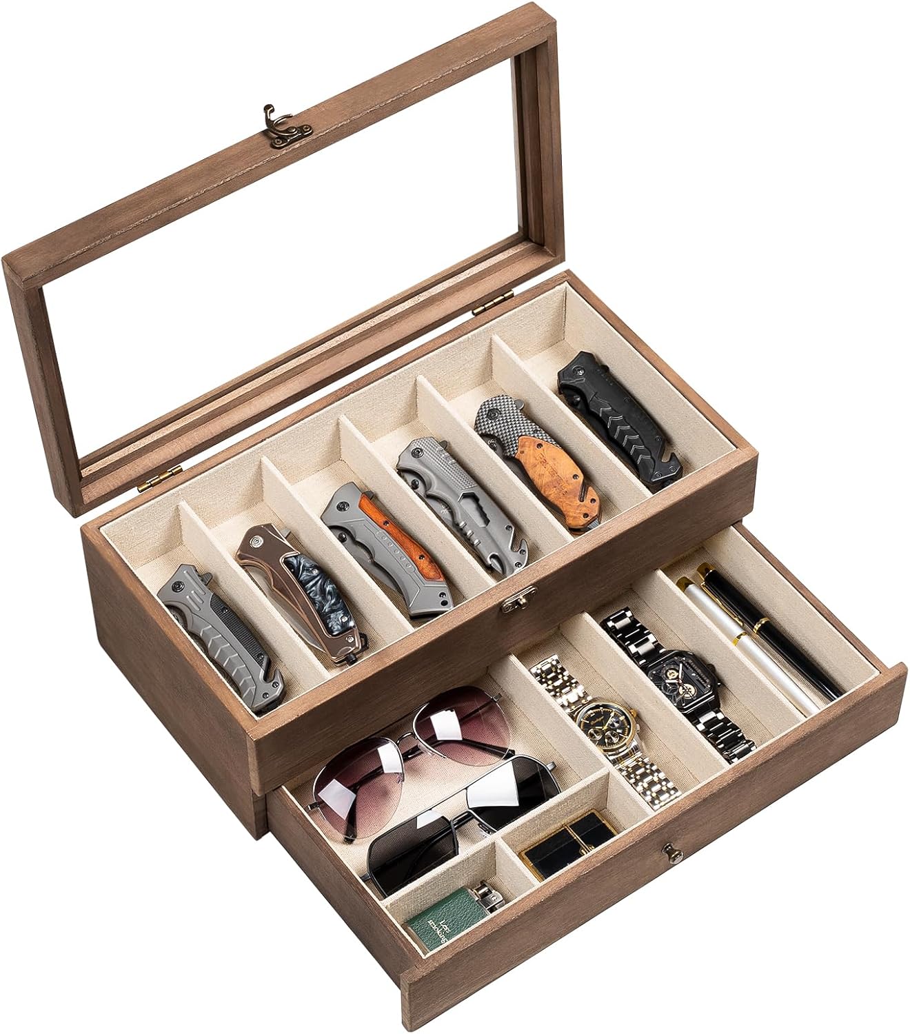 Beautiful Wooden Knife Display Case with 9 Knives