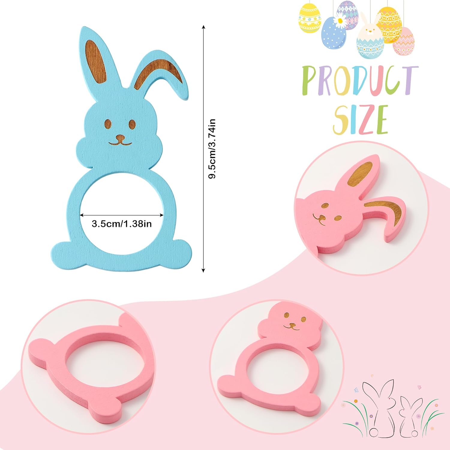 Easter Bunny Napkin Rings Set of 12