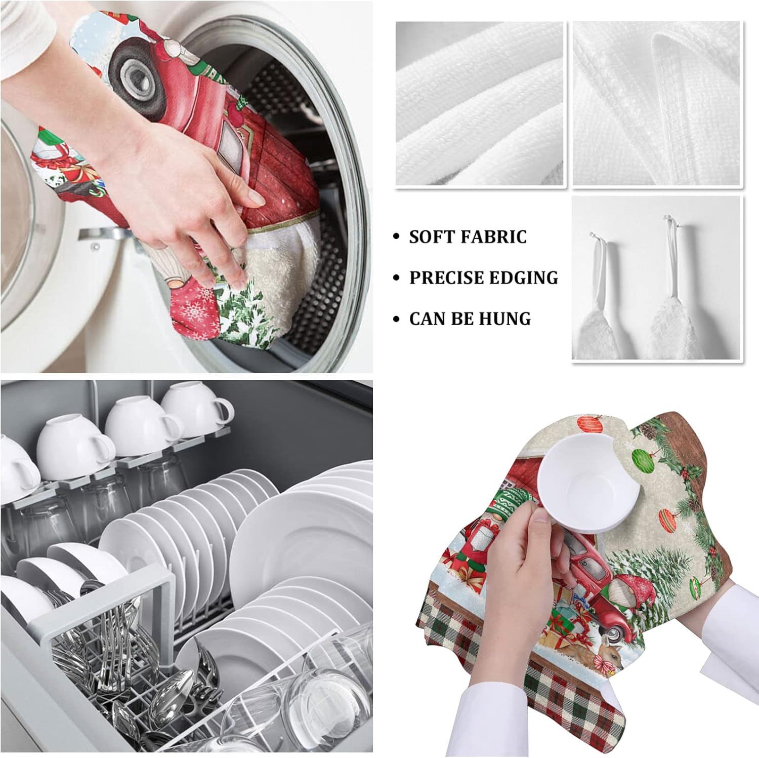 ZOE GARDEN Farmhouse Snowman Kitchen Towels 4-Piece Set