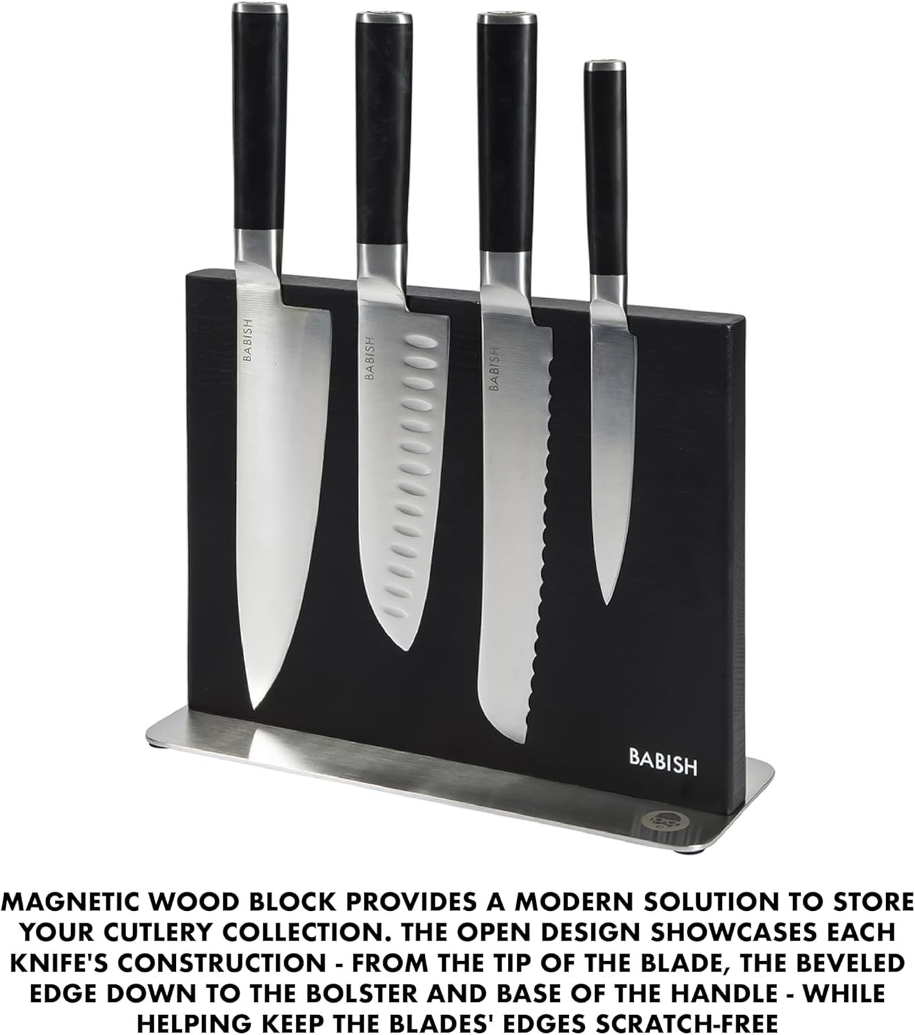 Babish 5 Piece German Steel Magnetic Forged Kitchen Knife Block Set