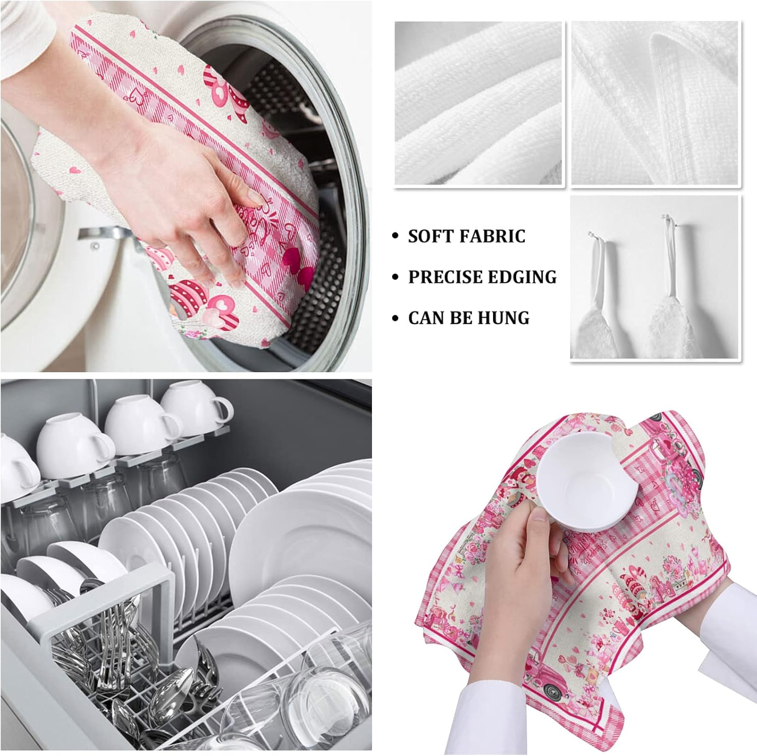 Pink Gnomes Microfiber Kitchen Towels Set