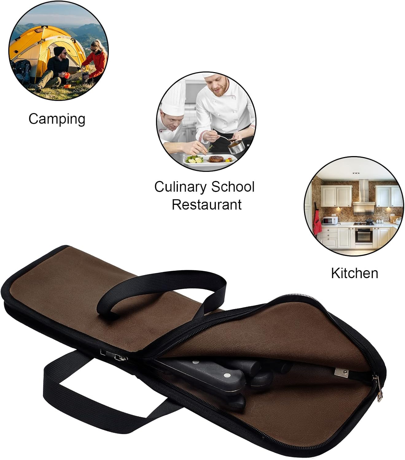 QEES Knife Roll Bag with 4 Slots and Handle