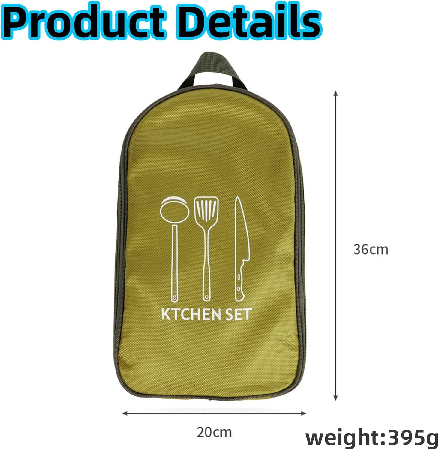 Jaugufiy Chef Knife Bag Portable Waterproof Cutlery Organizer Green