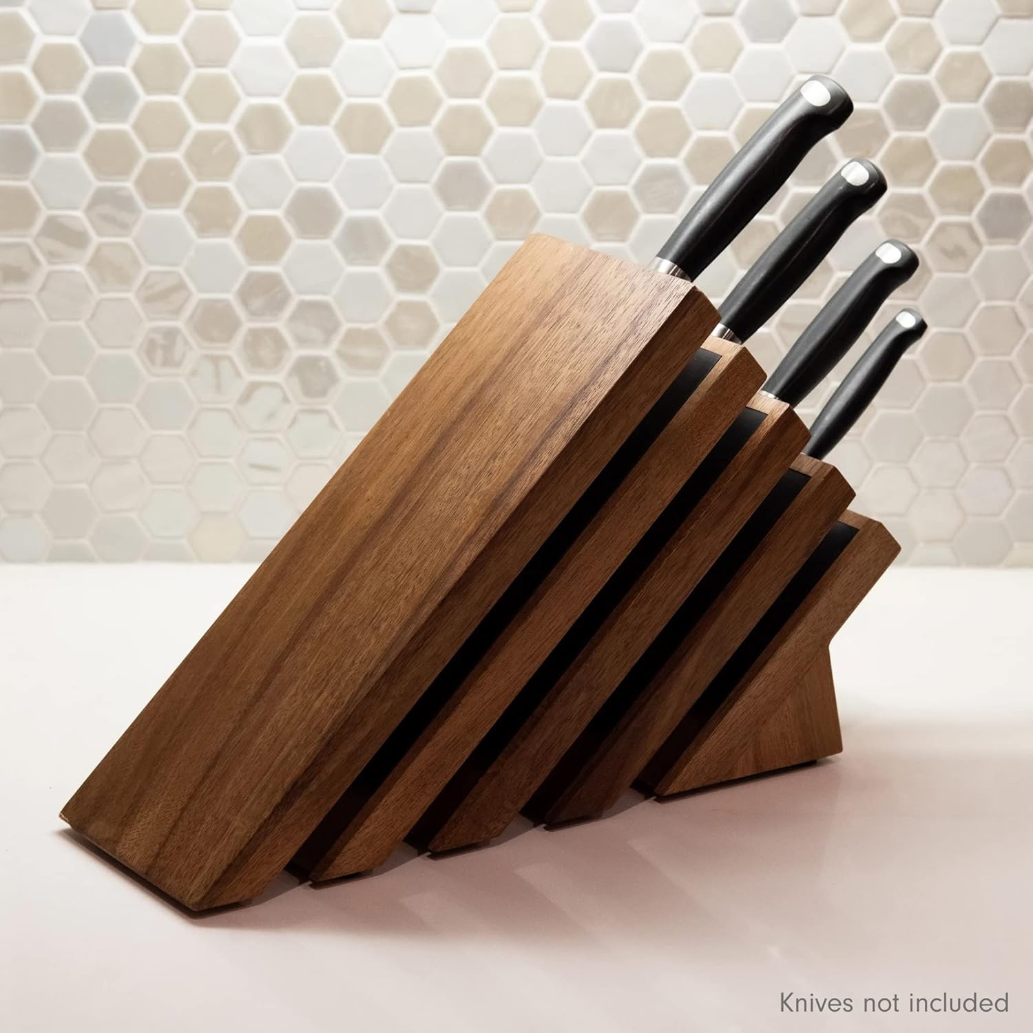 Messermeister Magnetic Knife Block Acacia - Modern Design