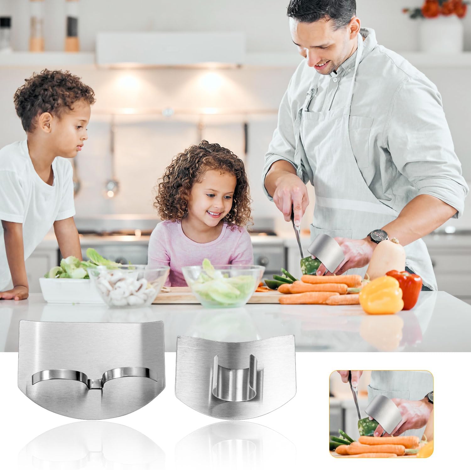 8pcs Stainless Steel Finger Guards with Open-Ring Design