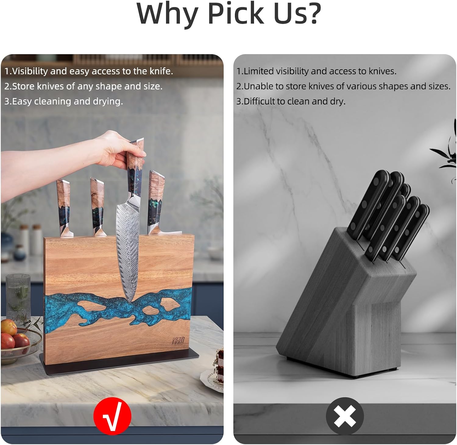 FINDKING Magnetic Knife Block Durable space-saving